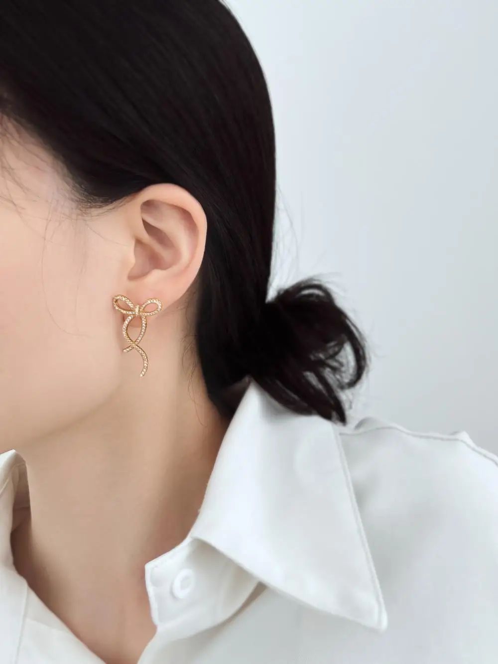 KAKODIY Gold Plated Designer Bow Earrings 925 Sterling Silver Fine Jewelry Earrings detail 2