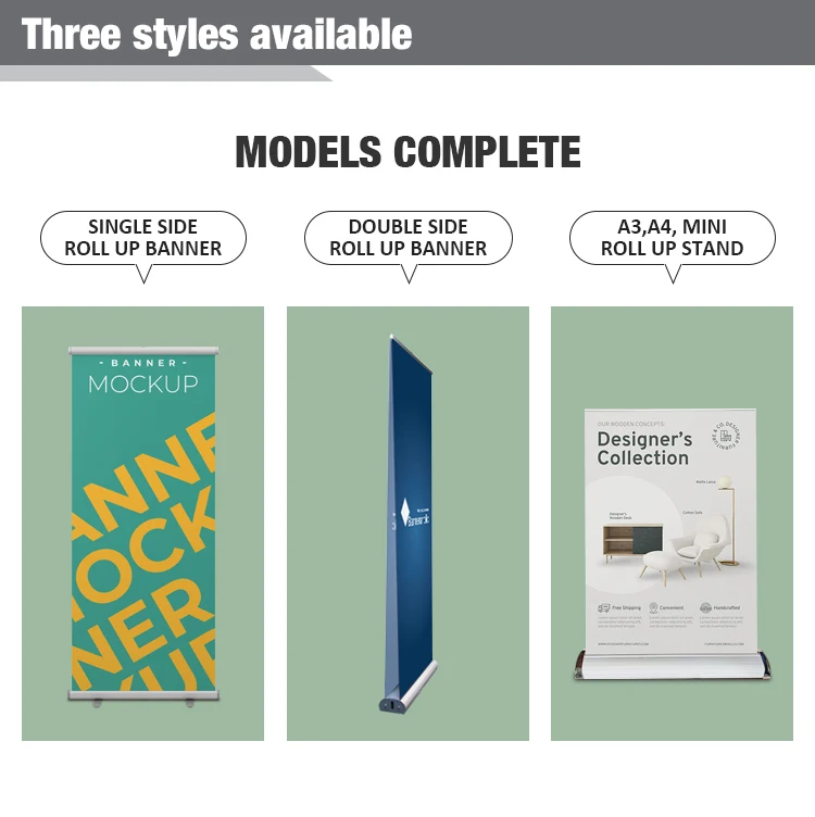 Luxury Roll Up Display Rack Telescopic Folding Advertising Poster Stand ...