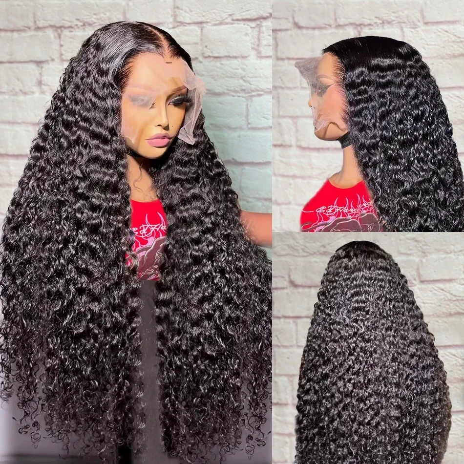 Parrucche frontali in pizzo con onde d'acqua e ricce da 250 densità, parrucche frontali in pizzo con onde profonde sciolte, parrucche frontali in pizzo brasiliano Remy per donne_voghion.com
