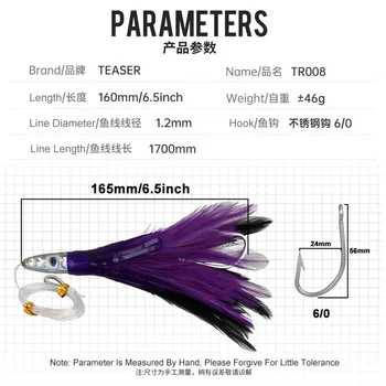 Big Game 46g/6.5inch NEW Feather Trolling Lure Marlin Tuna Unrigged Trolling FIshing Lure – Trolling Lure – view 3