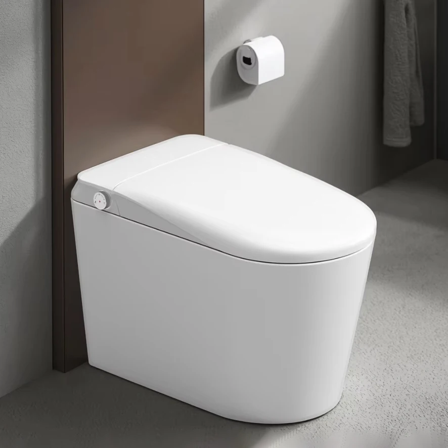 Pametna keramična toaletna školjka z avtomatskim električnim bidetom, nameščena na tla, neposredna prodaja iz tovarne, pametni toalet za dom
