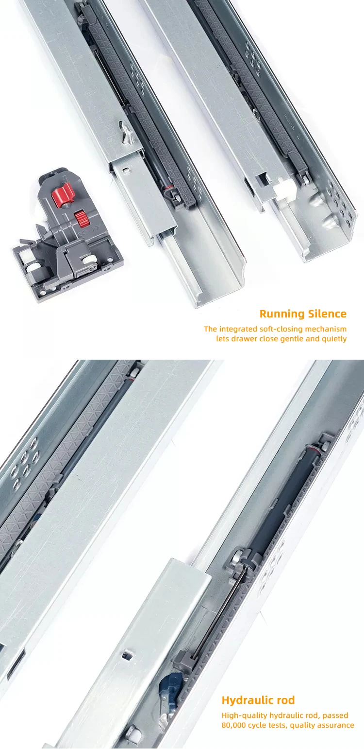 Hoone Rieles Push To Open Soft Close Under Mount Drawer Slide Rail