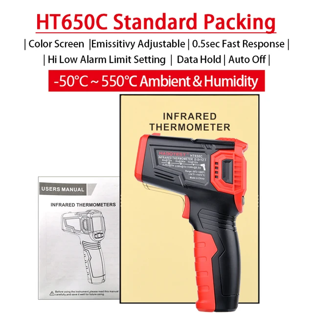 Dropshipping Habotest HT650C Infrared Thermometer For Industry Temperature Laser Gun -50~+800 Celsius Temperature Test CE - Image 6