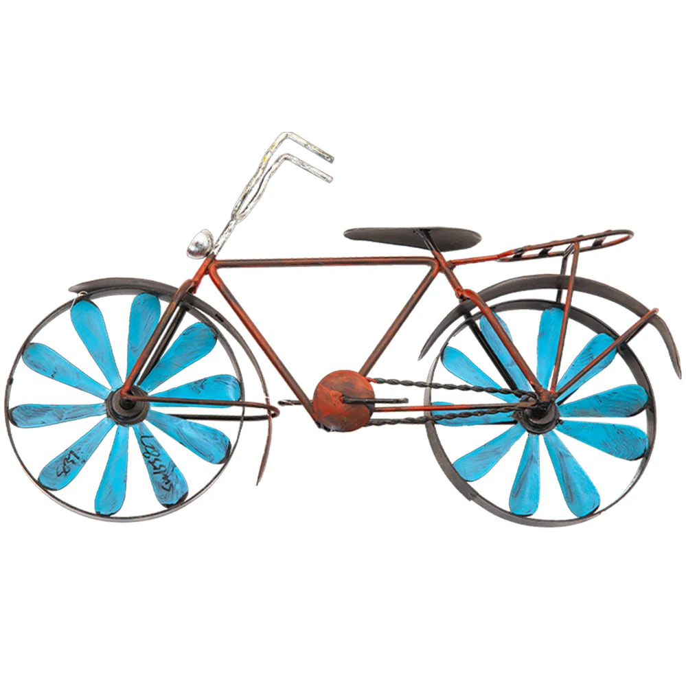 Spinning Wheels Vintage Style Decoration Rustic Blue  Antiqued 54 Inches Tall  Blue Bike Garden Stake