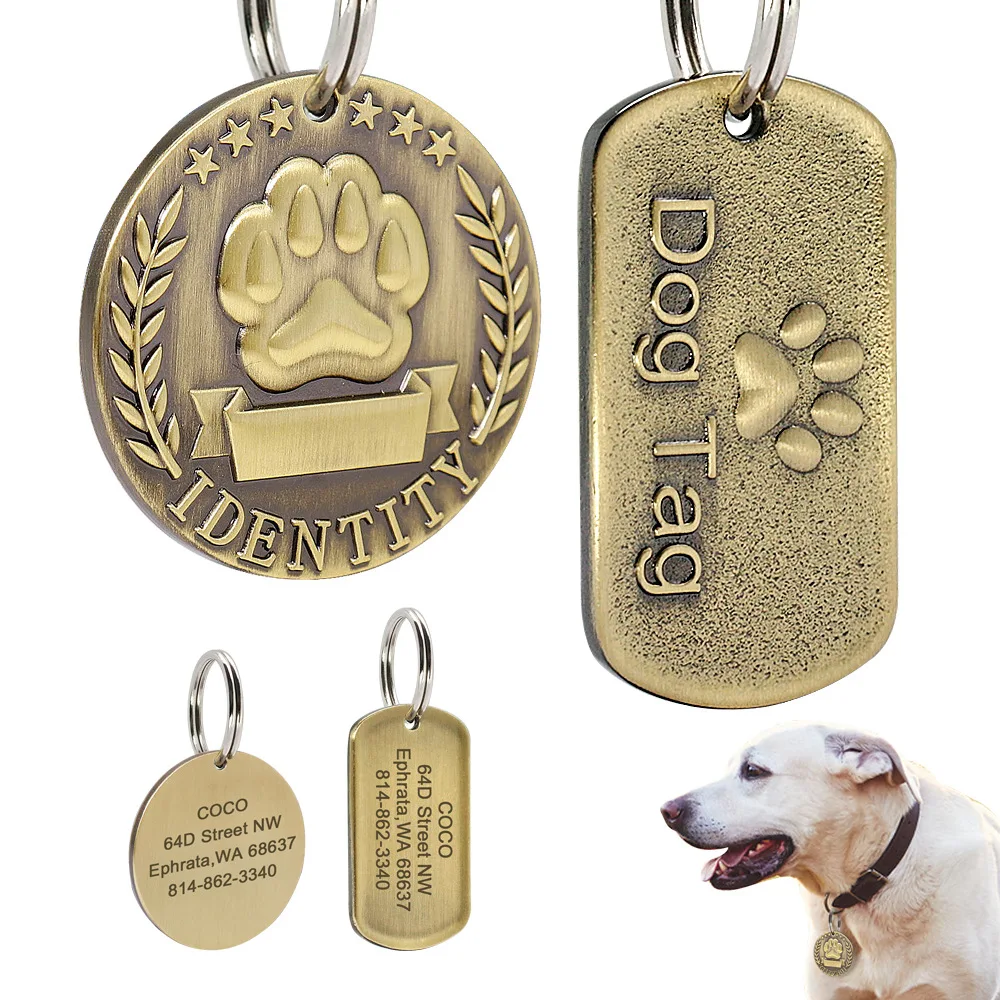 Personalized puppy dog name tag stainless steel sublimation laser collar dog tags name pet blank dog tag manufacture