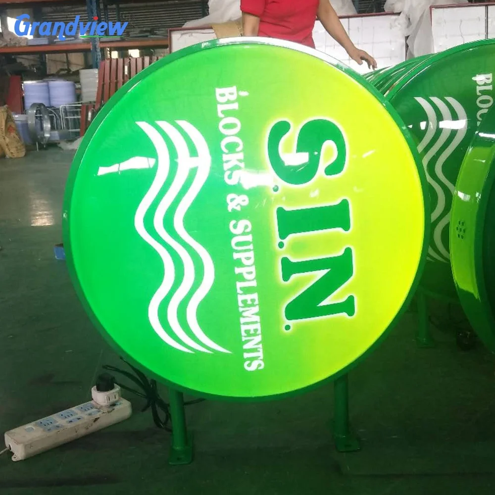 Circular Acrylic Vacuum Formed LED Signage Light Box Colorful Orange Effect for Outdoor Company Advertising