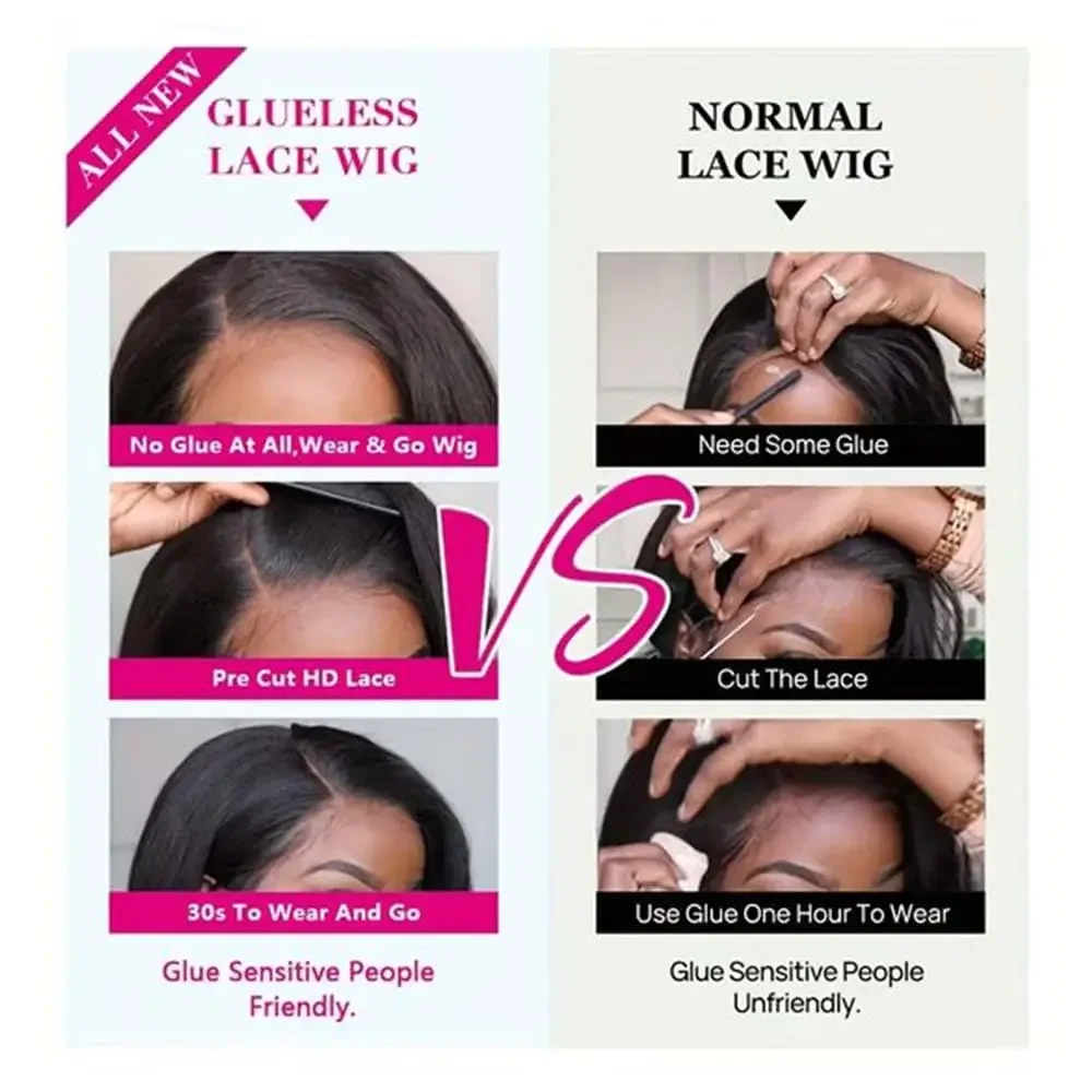 14 Inch Wear and Go Glueless Human Hair Bob Wig Pre Plucked Water Wave Lace Front for Beginners_voghion.com