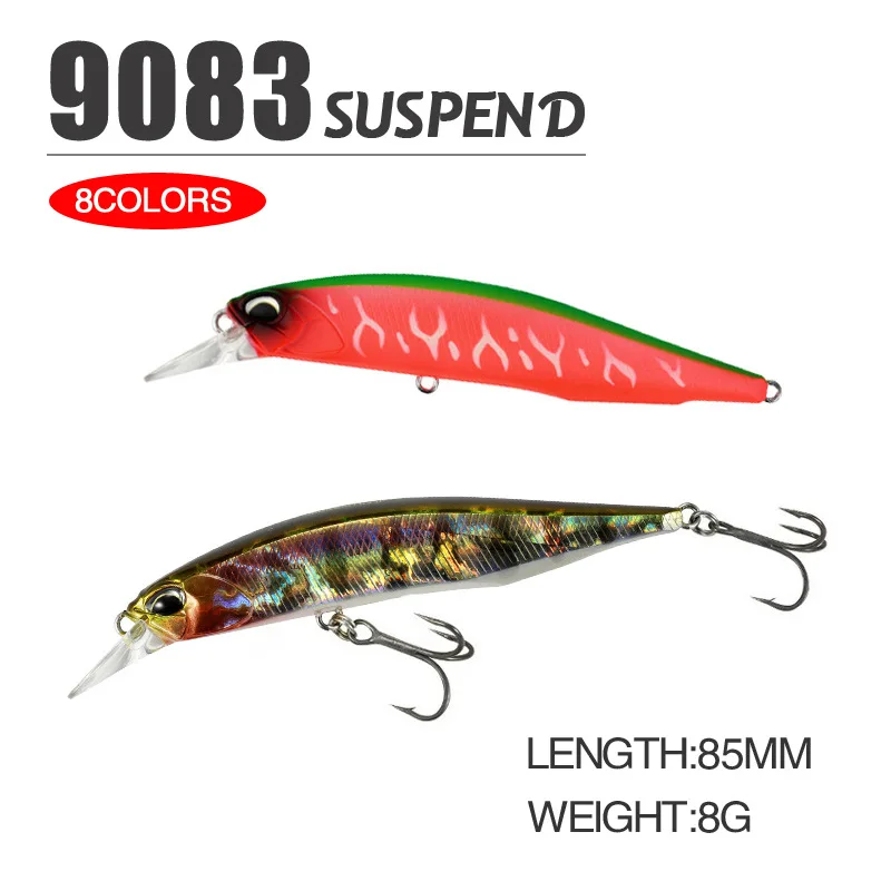 Newmajor 85mm 8g Hard Minnow Lure 8 Colors Artificial Lifelike Abs ...