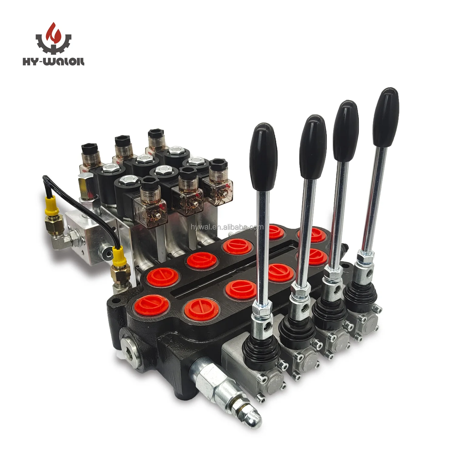 Remote Monoblock Hydraulic Valve Block Flow Regulator 4 Spool Electric