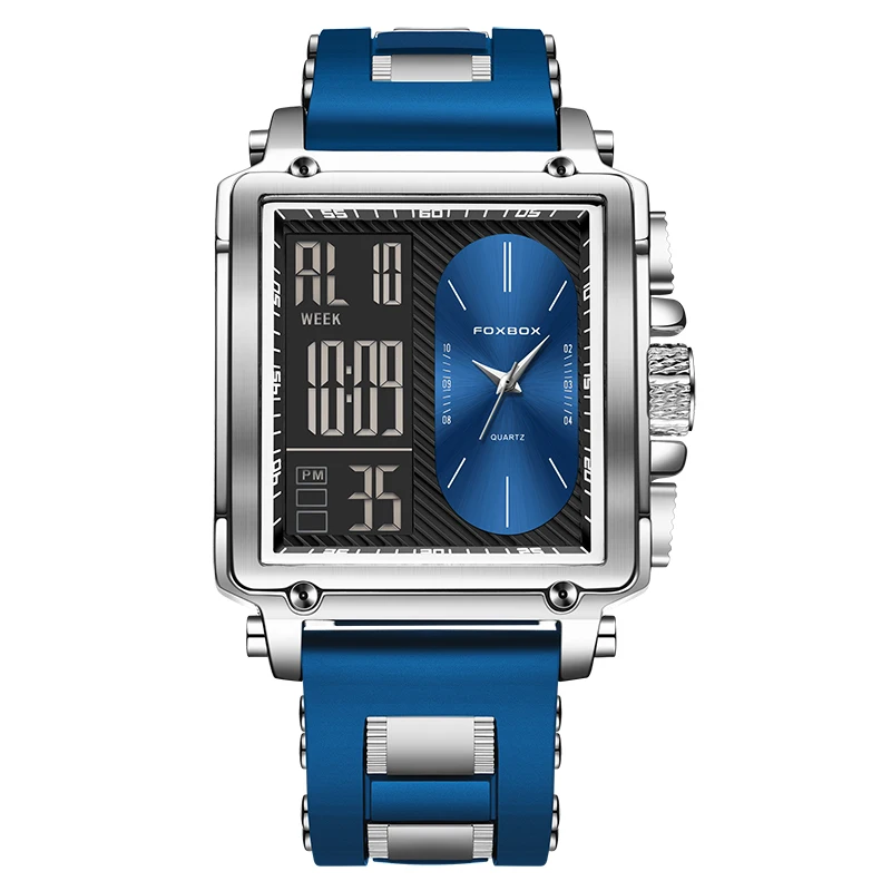 LIGE Men Milary Sport orologio da polso in acciaio inossidabile 3 BAR orologi impermeabili Mens Digal Square Screen Relogios Masculino  1511