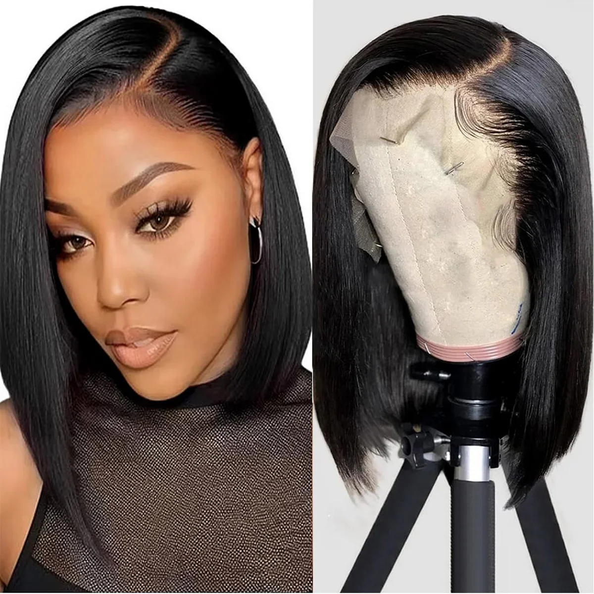 Parrucca Bob Capelli Umani Frontale Pizzo Capelli Remy 150 Densità Parrucche Donne Corto Pre Pizzicato_voghion.com