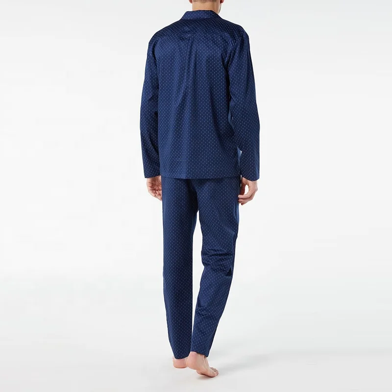 Классическая рубашка на пуговицах с длинным рукавом и длинные брюки, комплект из двух предметов с темно-синим принтом