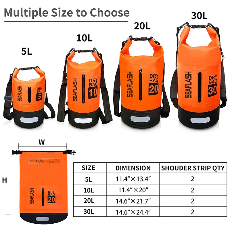 20L Water proof Dry Bag Factory Custom Travel Bag Amazon Hot Selling Zipper Waterproof Bag