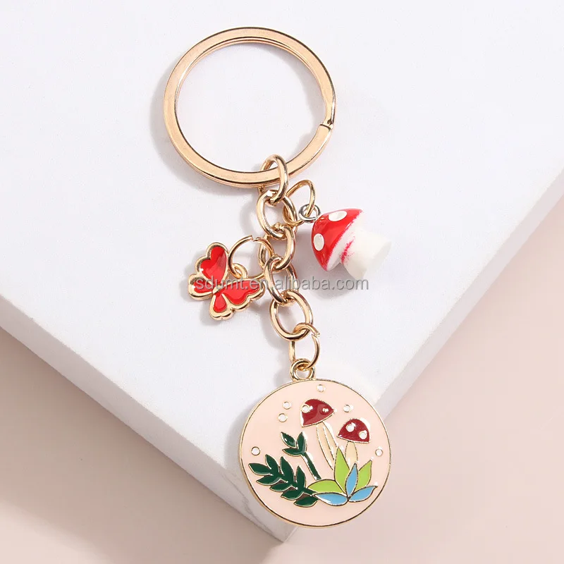 Hot Sale Keychain Flower Mushroom Butterfly Key Chain Metal Key Ring ...