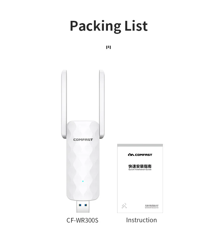 Comfast Wireless Wifi Repeater Extender Portable 300Mbps for TV/Computer USB Wifi Booster Signal Amplifier repeater