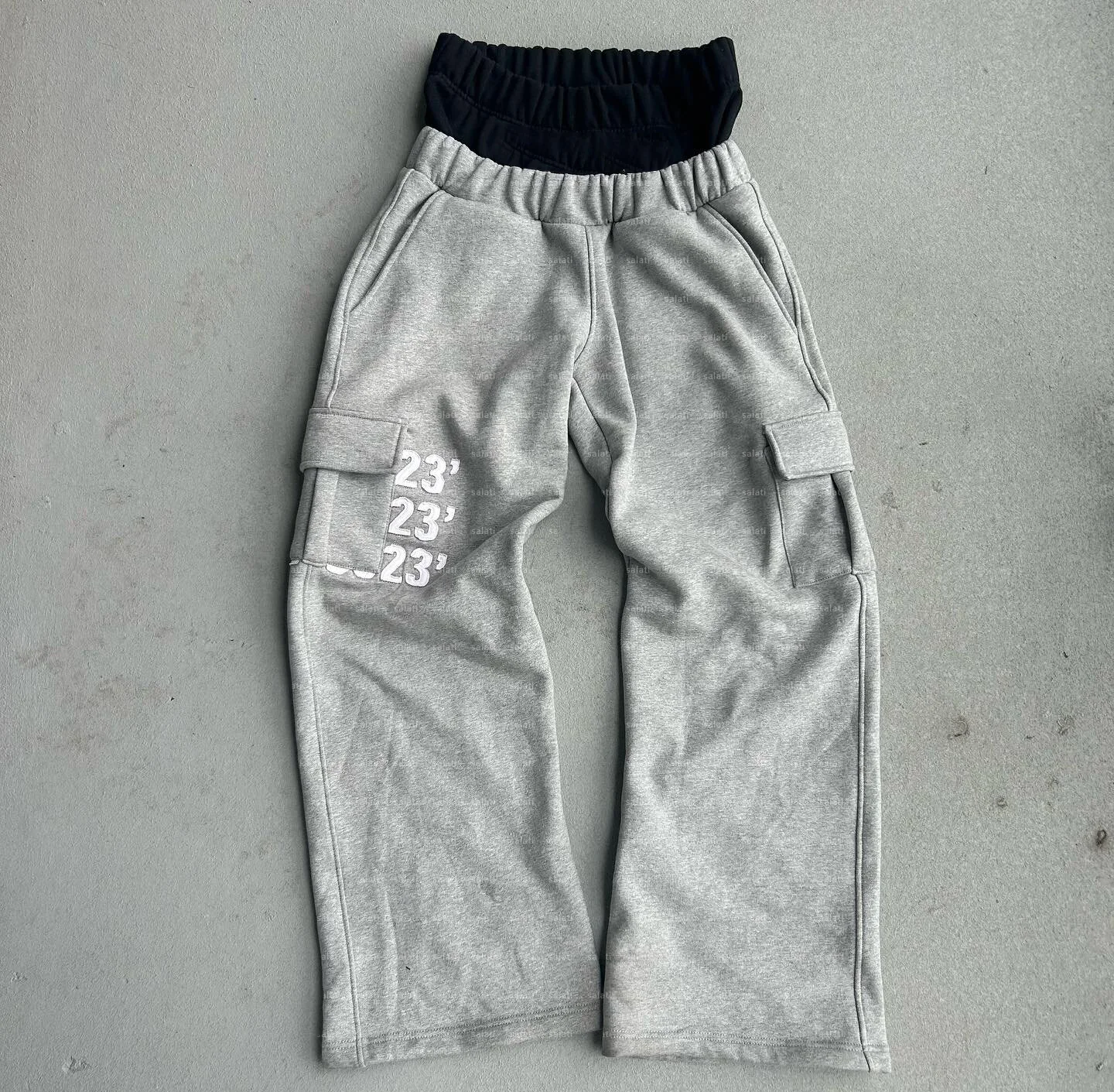 Y2K Flare Sweatpants Sweat TrackPants Custom Embroidery Double Waist 100% Cotton Fleece Straight Leg Jogger Track Cargo Pant Men gallery 2
