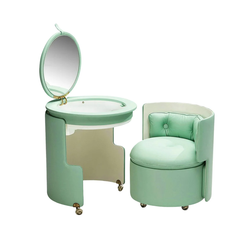 Mid- Modern Furniture Green Dilly Dally Vanity Set Leather Makeup Chair  Dressing Table Light Mirror Stool Hotel Bedroom| Alibaba.com