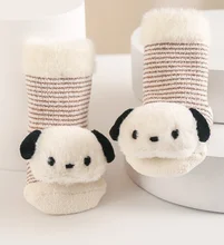 Fashion Cute Anti-slip Warm Winter Striped Doll Decoration Terry Cushion Baby Socks Kids Crew New Born Socks