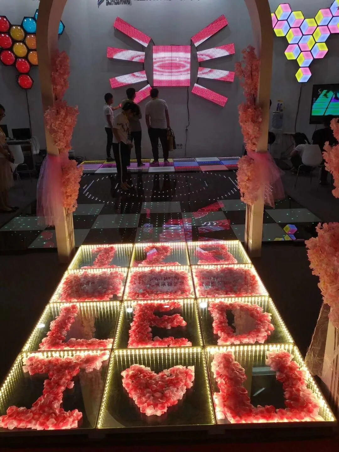 Led Light Glass Dancing Floor With Flower Wedding Supplies Led Floor
