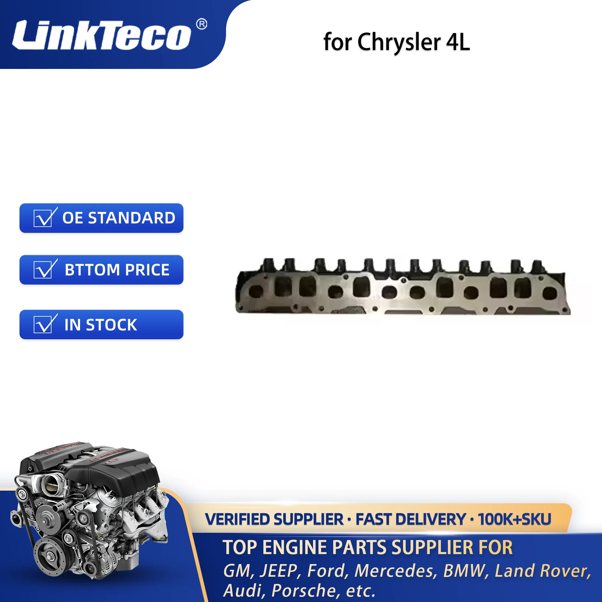 Linkteco Engine Cylinder Head Assembly for  Chrysler Jeep Grand Cherokee 4.0L 12V 406/698 53020622 53020622AB 53020622AC