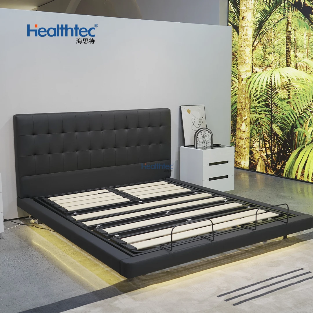 卧室多功能零重力电动可调特大床架，带感应灯倾斜功能