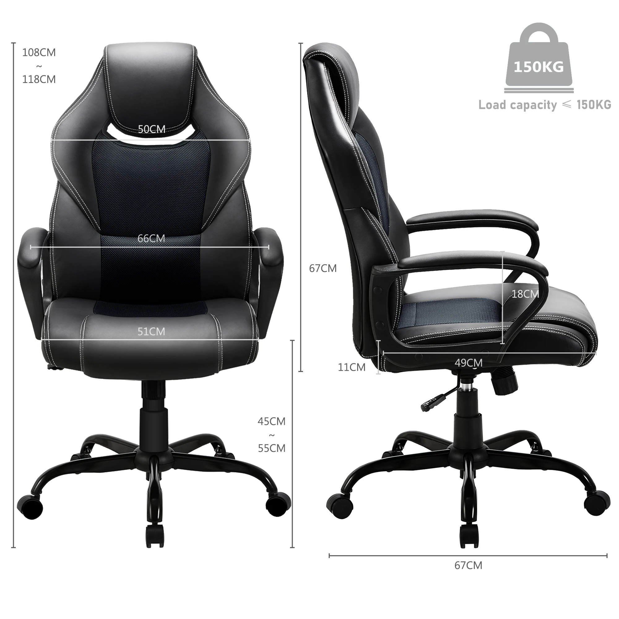 Efuf003 Gaming Chair Cheap Leather Fabric Pillow Reclining White Pc Gamer Racing Style Office