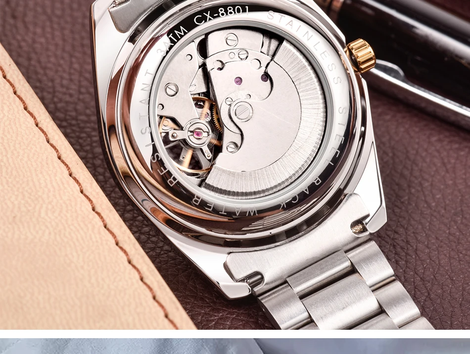 CHENXI Watch 8801 Slim Business Watches Men Wrist Luminous Clock Tourbillon Mechanical Wristwatches Men Watch Reloj Herrenuhr