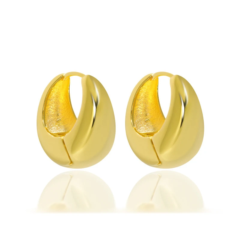 Chunky Thick Small Hoop Earring 18K Yellow Gold in S925 Sterling Silver Thick Huggie Hoop Earrings