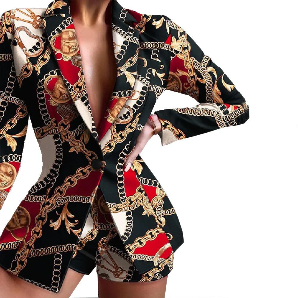 Autumn and Winter European and American Women's Clothes  Slim Fitting Short Pants Two-piece Suit