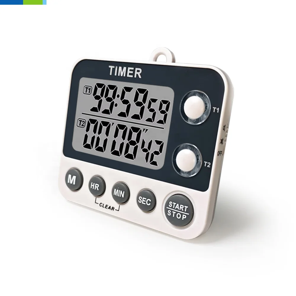 Digital Kitchen Timer with LCD Display 2 Channel and Multi-Channel Eco-Friendly Plastic Magnetic Cooking Kitchen Alarm