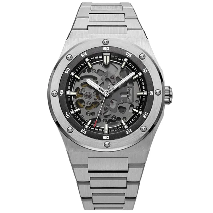 Полностью из нержавеющей стали Безель Oem скелетоны часы мужские наручные роскошные механические Автоматические часы