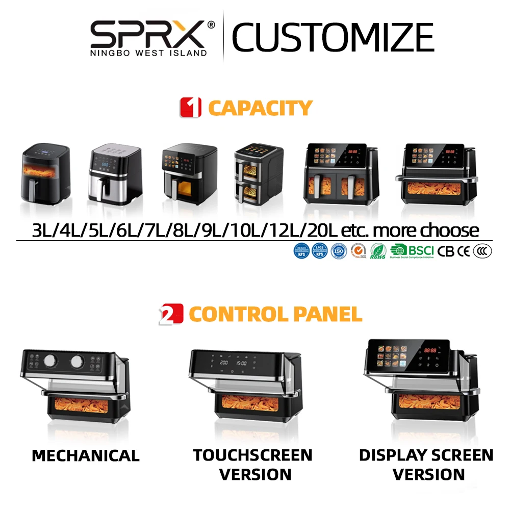 Electric Fryer 10L Home Use Family Size Hot Deep Air Fryer Stainless Steel Without Oil f aperçu 2