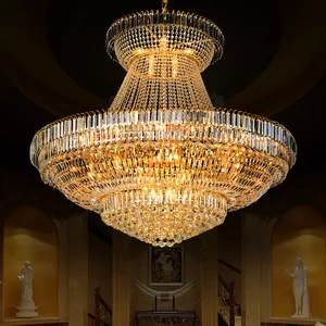 European Indoor Hotel Lobby Living Room Decoration Luxury Custom Gold Crystal Ball Large Chandelier Led