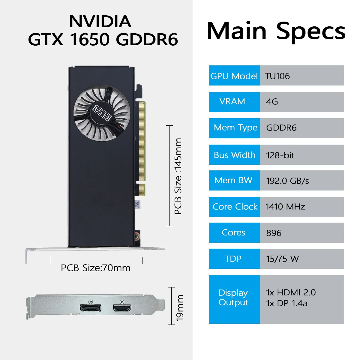 Hot Sale New Mini-itx GDDR6 4GB GTX1650 Fan Desktop PC Games Office Design Low Profile G aperçu 2