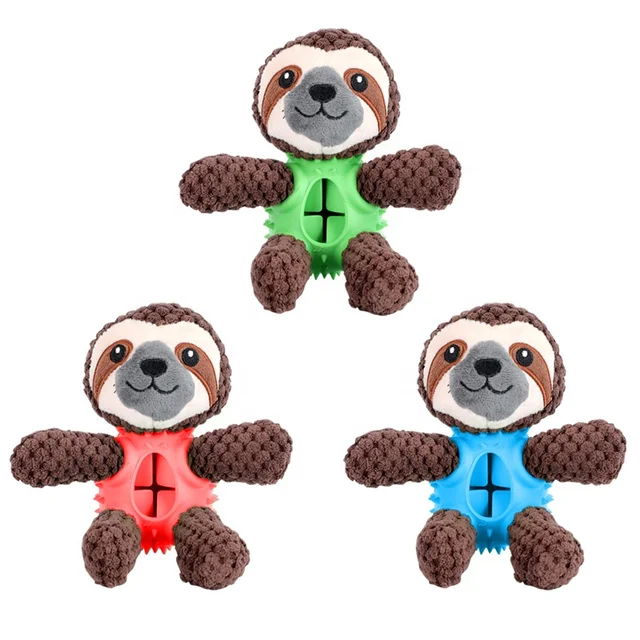 Dog rubber chew toy squeaky plush sloth dog toy with rope funny leak food pet toys animals