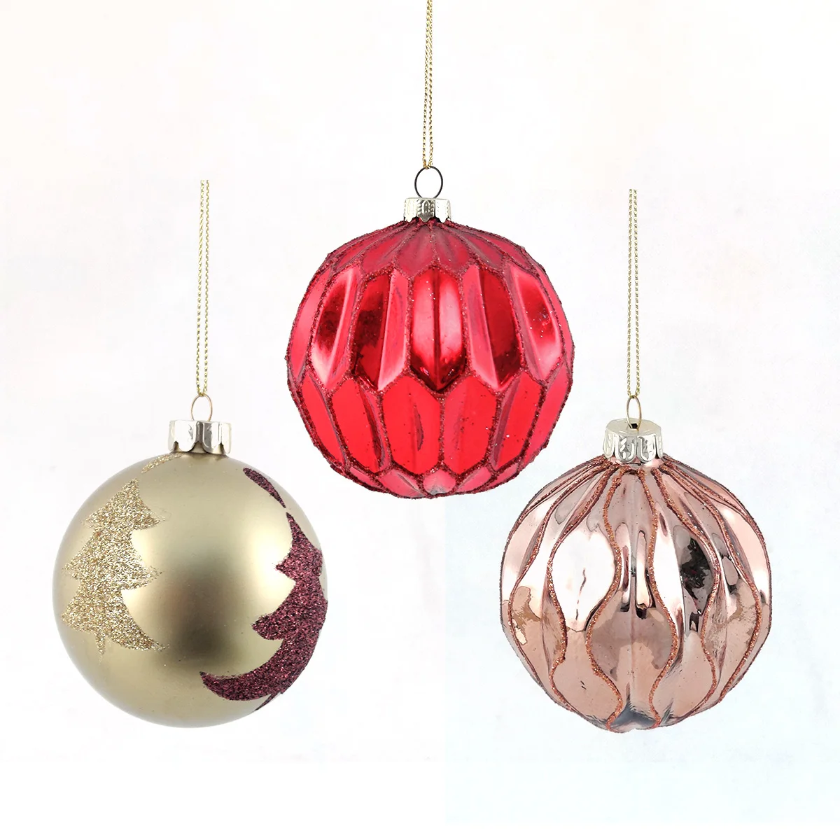 Custom personalised clear cut vintage glass handmade hanging Christmas tree  ball ornament pendant set manufacture