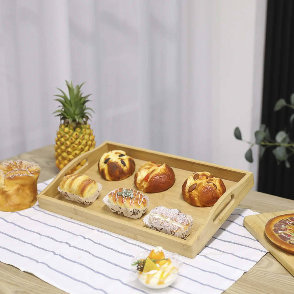 Serving Platter 3 Tier  Rustic with Metal Handles Unfinished square Breakfast Wooden Tray