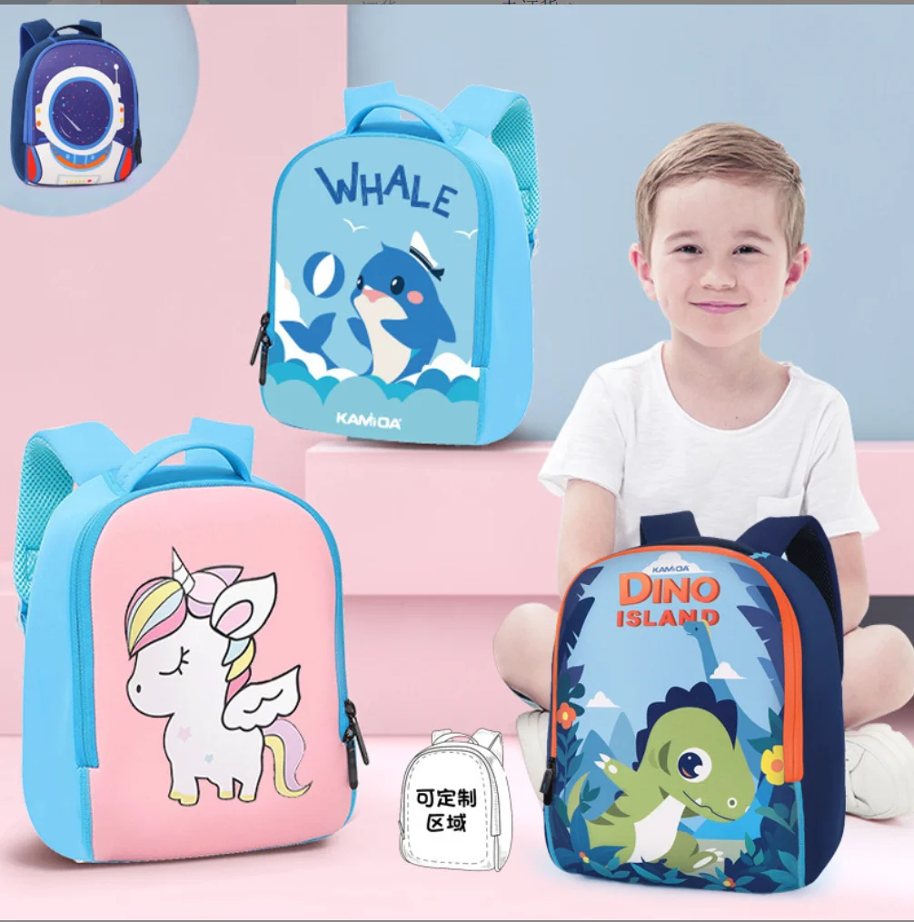 Customized Children School Bag Kindergarten Boy Cartoon Dinosaur Bag 3-8 Years Old Children SBR Diving Material Backpack