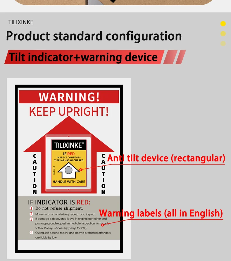 Scratch-off Acrylic Cargo Impact Indicator Labels Anti-fall Tilt ...