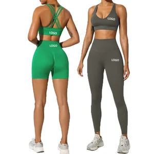 Women's Sports Gym Fitness Yoga Activewear Sets 3 Piece Seamless Wear Solid Pattern Butt Lift Workout Clothes