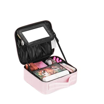 Nylon portable cosmetic bag with mirror fashion makeup bag  professional beauty bag customize the  Logo  and color