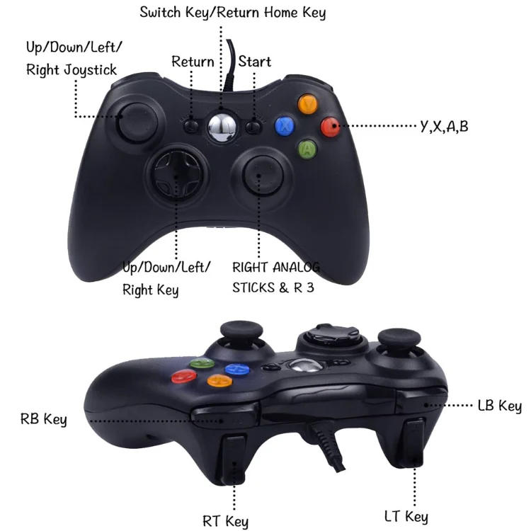 Wired Game Controller for Xbox 360 Console USB Vibration Gamepad Gaming Controller