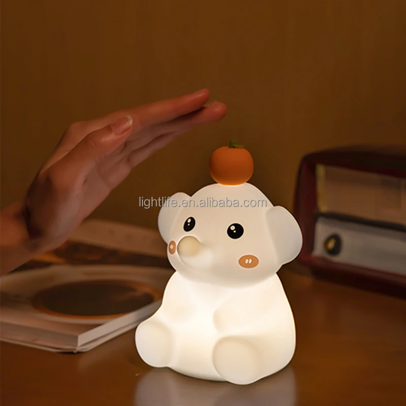 Children's Day Gift Cute Animal Nursery Lamp Portable Kids Night Lamp  Rechargeable Touch Sensor Silicone Elephant Night Light