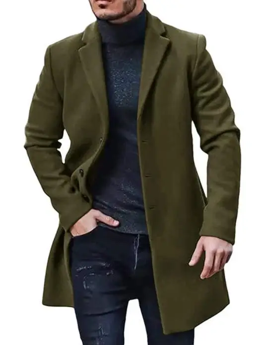 Fall/Winter new men's thick multi-color multi-size trench buckles long coat for men winter coats_voghion.com
