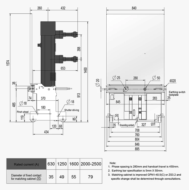 40.5kv High Voltage Switchgear VD4 Type VCB Vacuum Circuit Breakers