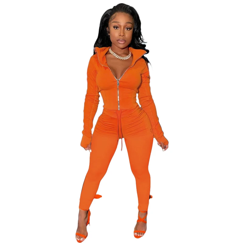 Популярная женская одежда оптовая продажа повседневный Женский комплект с рукавами на палец спортивного костюма