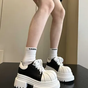 Women's Height Increasing Casual Walking Style Winter Loafers Thick-Soled Buckle Strap Closure PU Upper Toe EVA Outsole Various