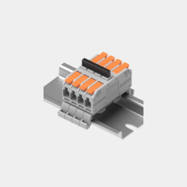 4-Pole Rail-Mount Timinal Blocks with Lever Used in junction boxes