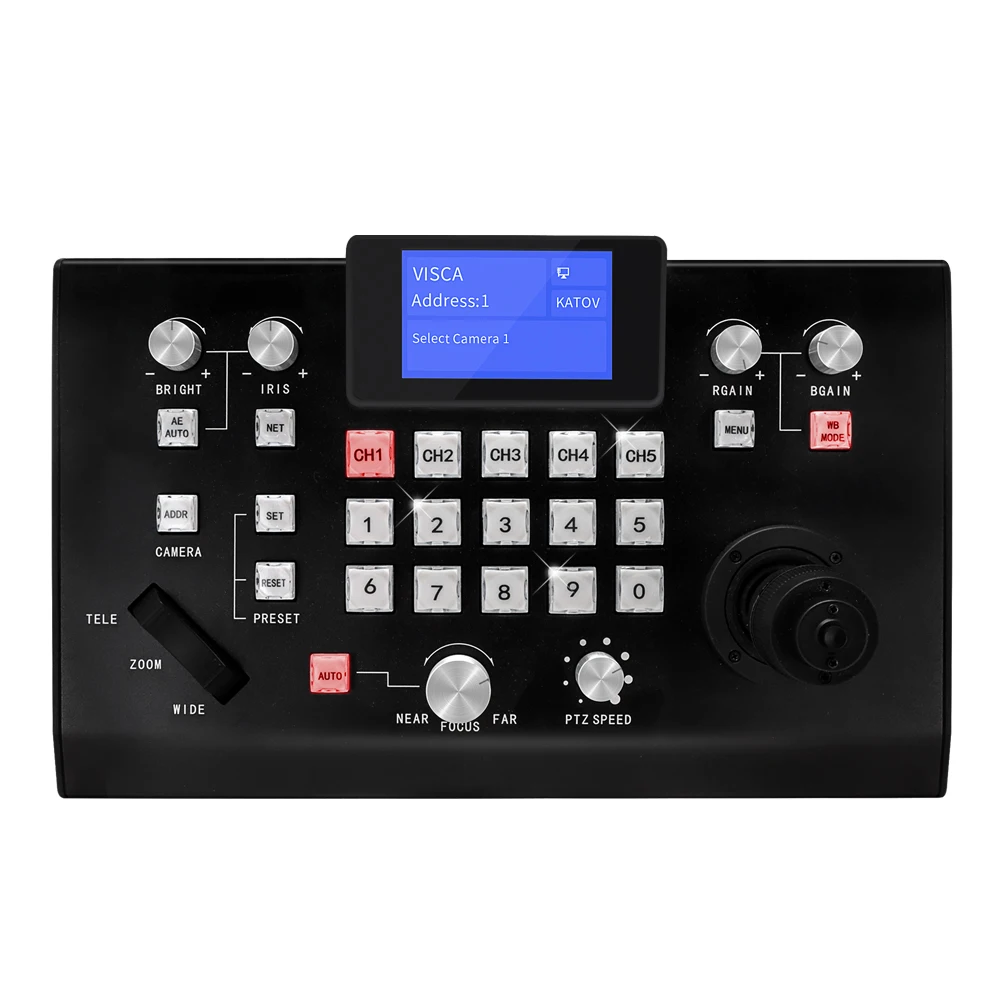 Broadcast 5 Channels Controller Keyboard With Joystick IP Cameras Live Broadcast v Isca Ptz  Joystick Controller