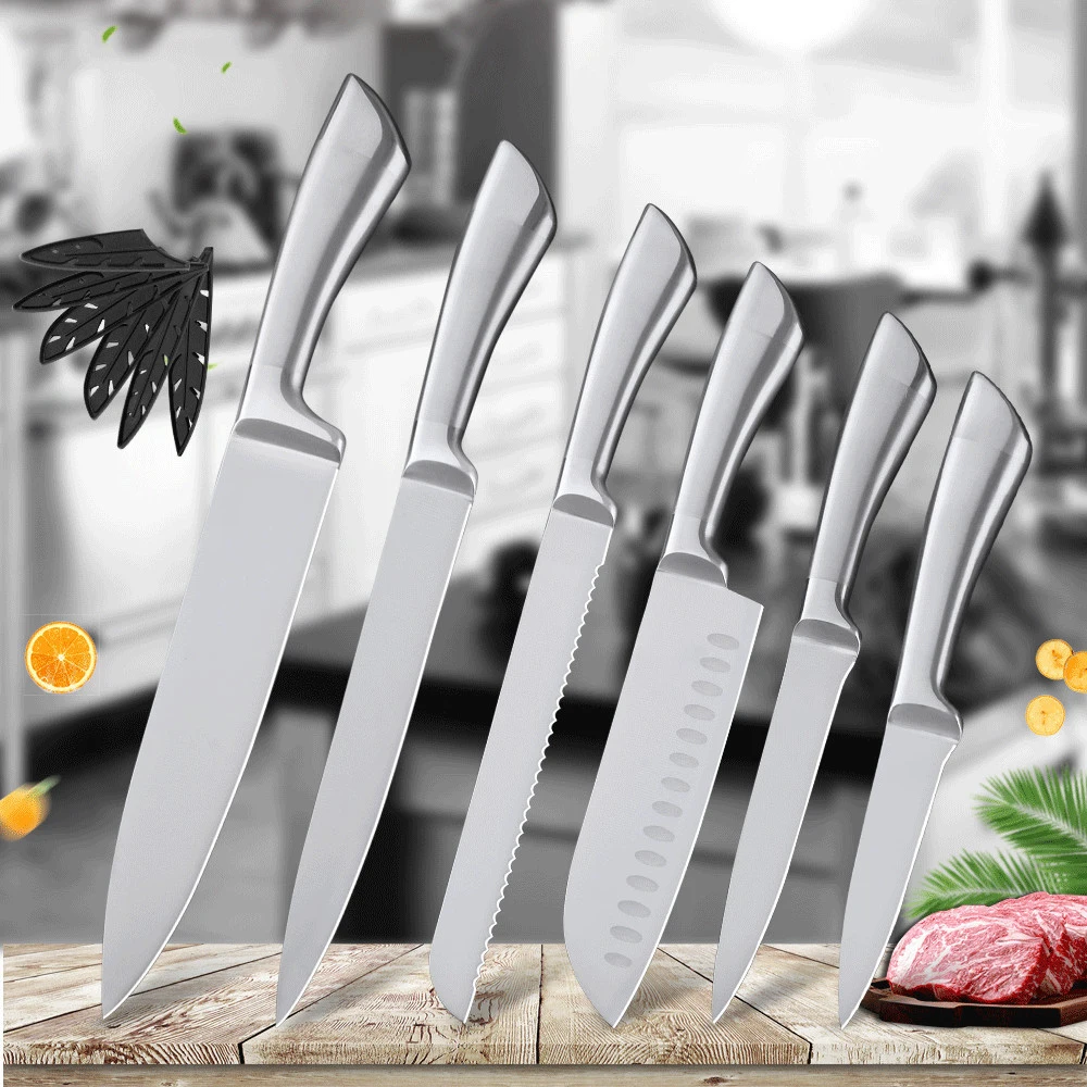 Stainless Steel Chef Knife Set with Hollow Handle & Knife Stand for Meat & Steak Cutting Laser Logo for Restaurants